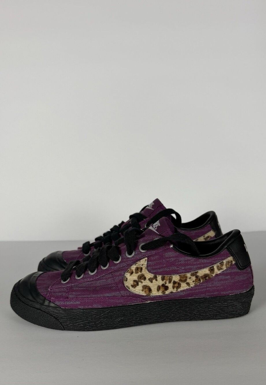 Nike Blazer Low Women’s Size 7 Purple Leopard Swoosh Custom Sneakers